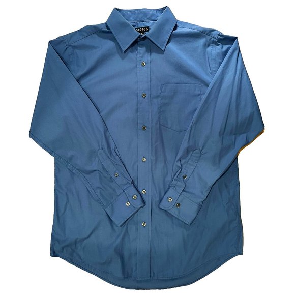 George Other - GEORGE Men’s Rally Blue Long Sleeve Button Down Dress Shirt Size Medium (32-33)